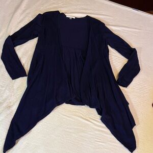 CAbi Purple Asymmetrical Open-Front Cardigan